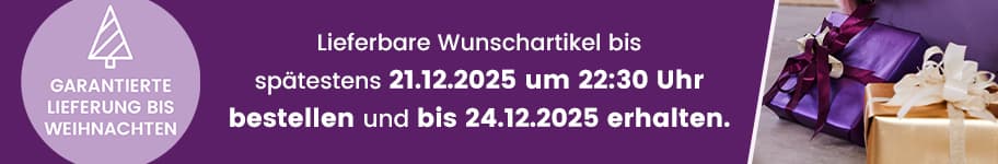 Lieferbare Wunschartikel bis spätestens 21.12.2025 um 22:30 Uhr bestellen und bis 24.12.2025 erhalten – Geschenke in lila und goldener Verpackung